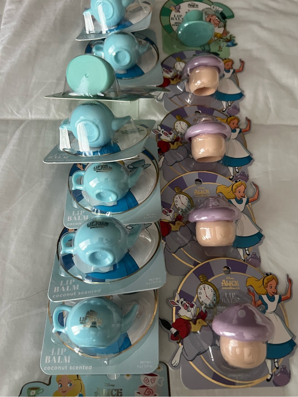 Disney  15 Pieces Alice Teapot & Mushroom Lip Balm Party Favor Blue & Lavender